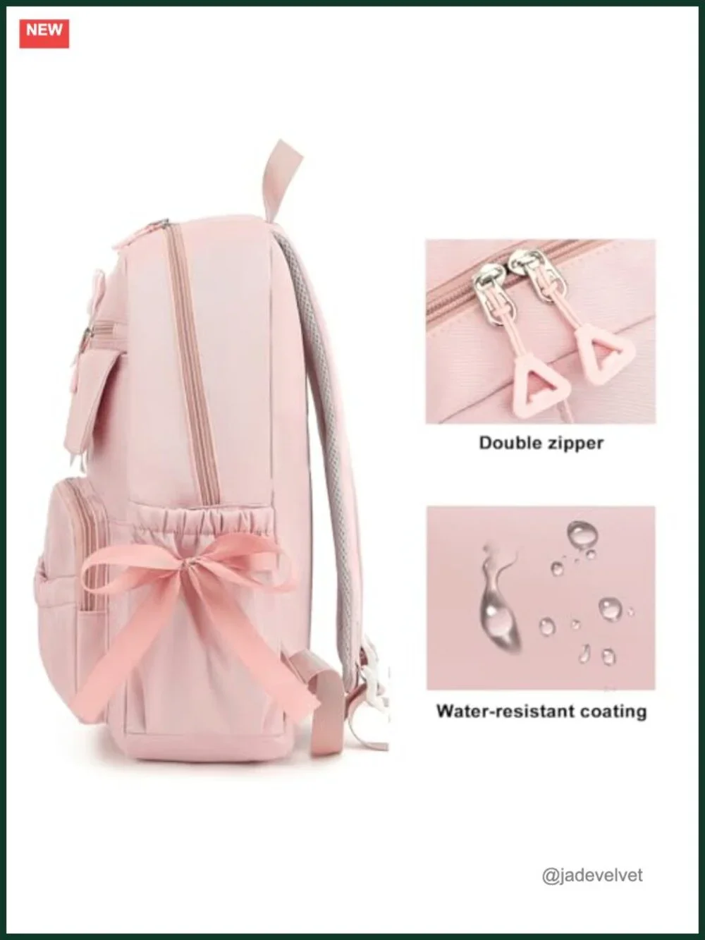 Girls Kawaii Bow Backpack - Elementary School Bookbag with Multiple Pockets